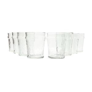 Set of 8 Hammered Textured Double Old Fashioned Cocktail Tumbler Glasses 4” 12oz